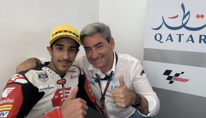 Juan Baquero junto a Hamad Al Sahouti uno de los talentos salidos de la Academia creada en el Circuito. 
