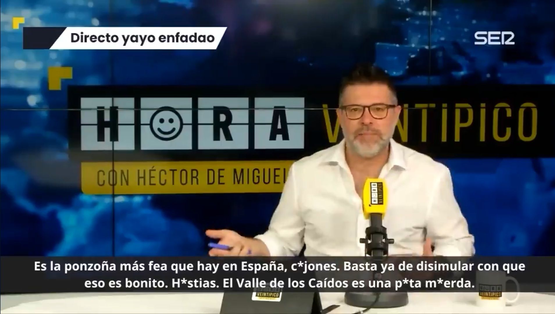 Héctor de Miguel durante su programa Hora Veintipico.