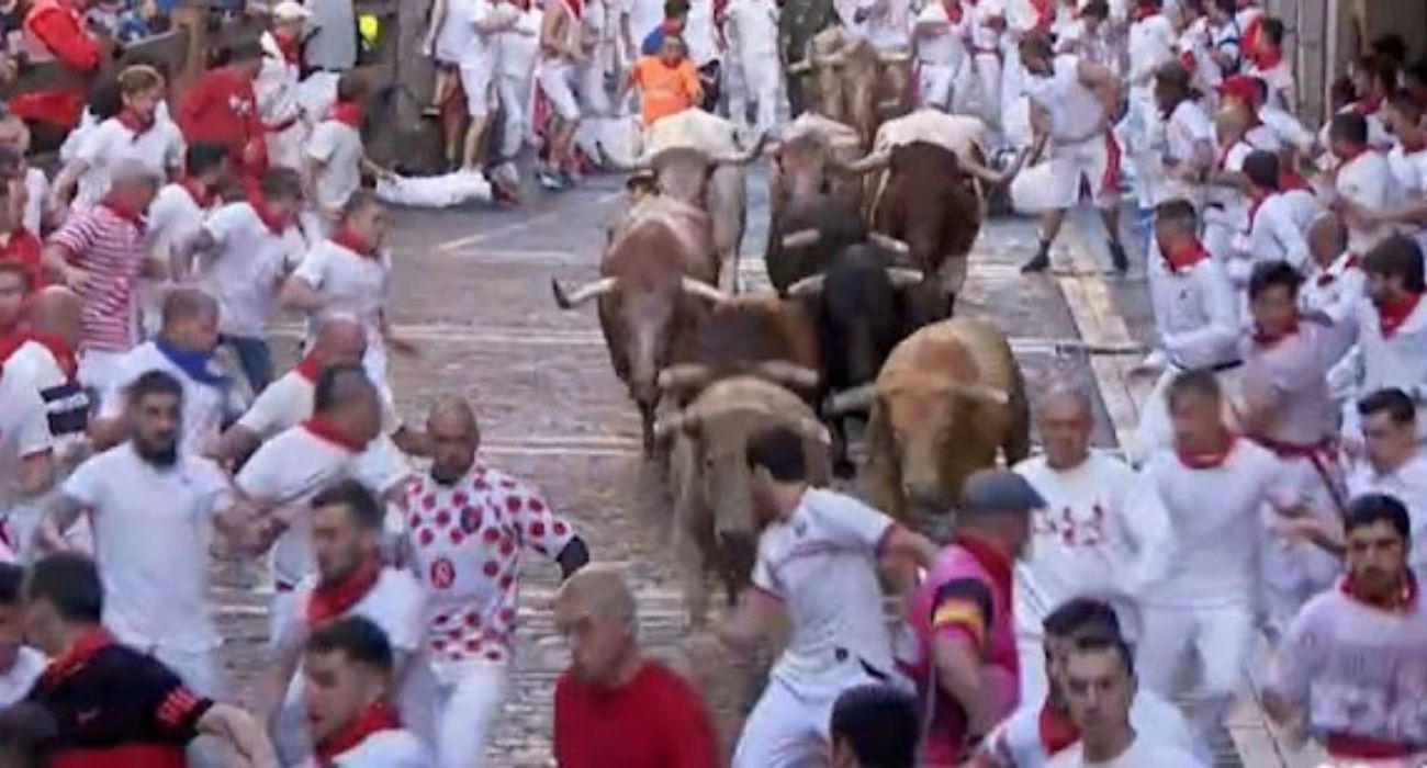 Una imagen del primer encierro de San Fermín.