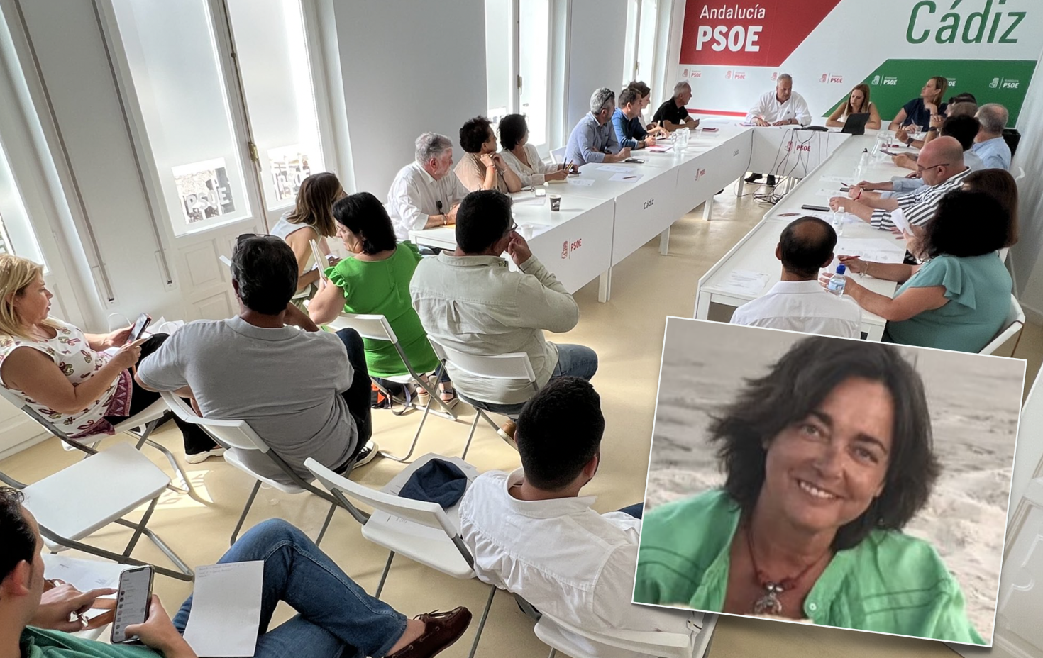 Ejecutiva provincial del PSOE de Cádiz, el pasado lunes, donde se dieron cuenta de los cambios en Diputación. En detalle, Isabel Beneroso, del PSOE de Algeciras.