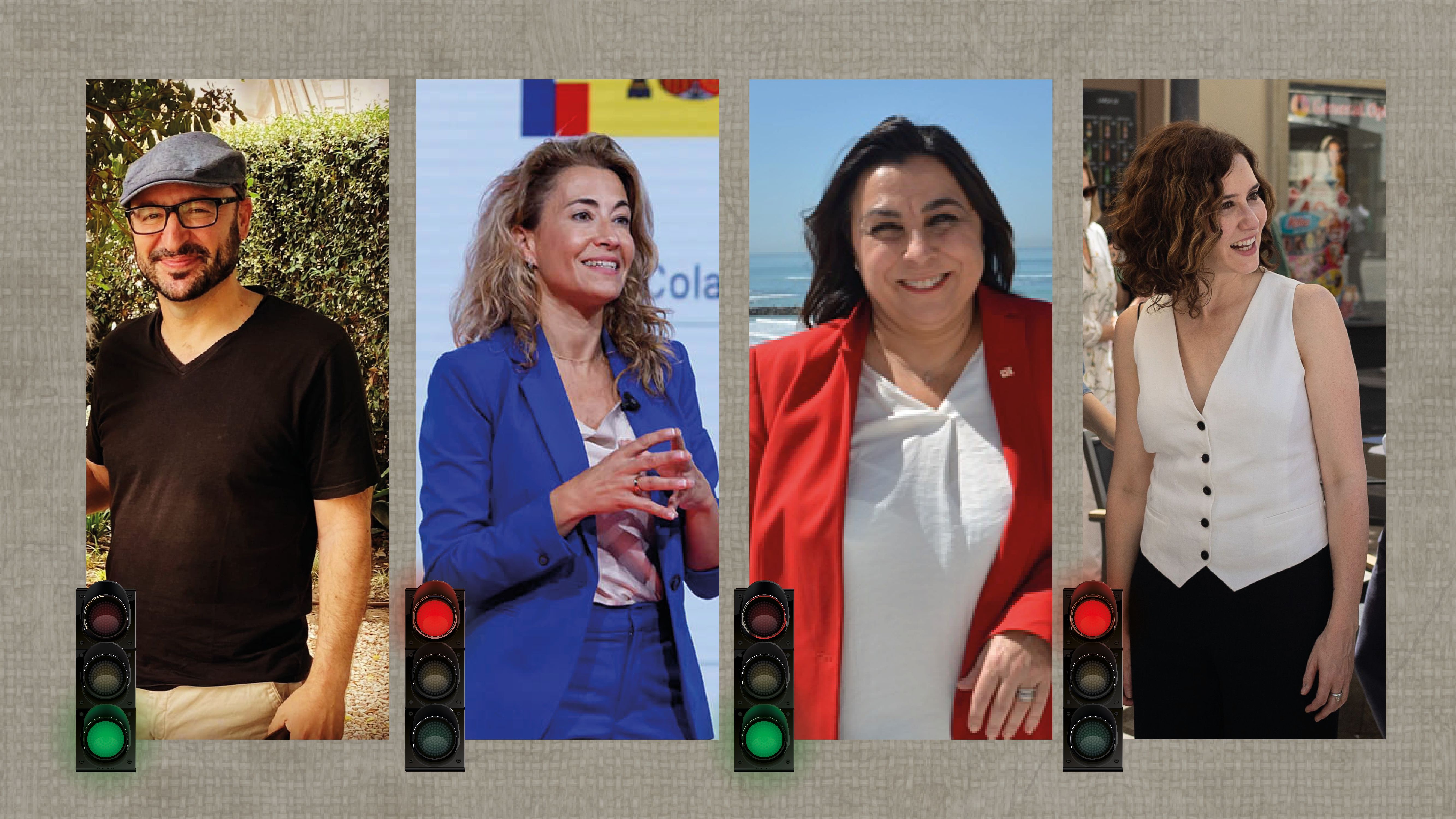 Voces y afonías de la semana. De izda. a dcha., Luque, Sánchez, García y Ayuso.