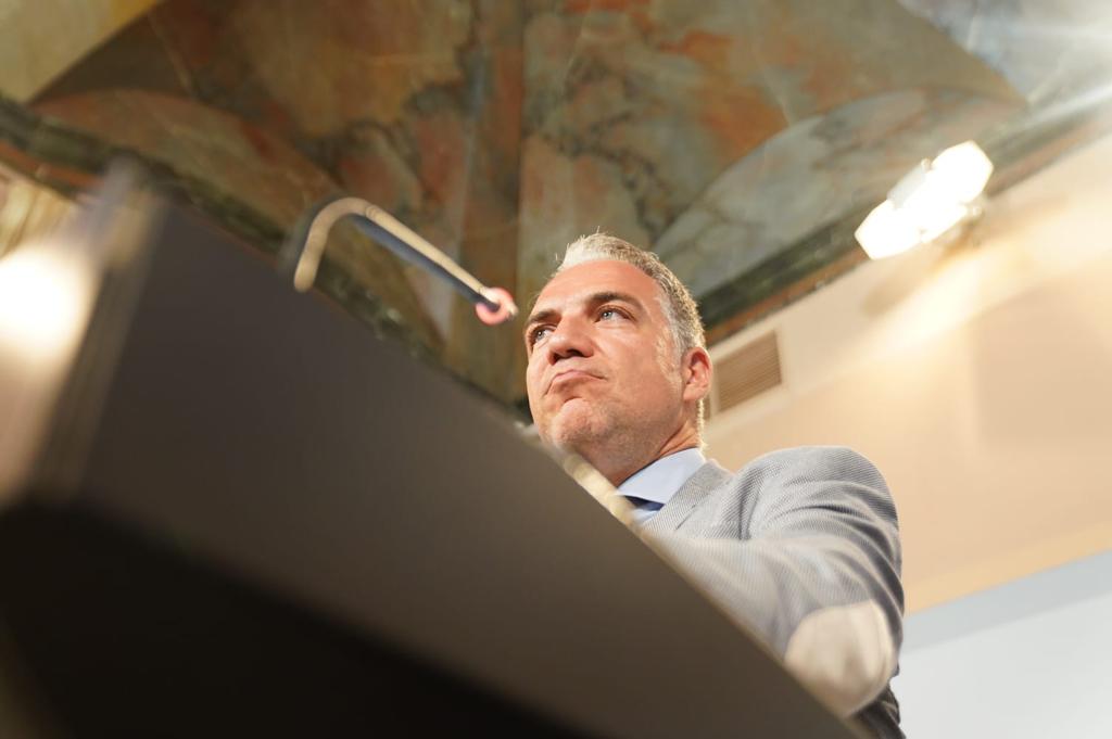 Elías Bendodo durante su última rueda de prensa. Elías Bendodo durante su última rueda de prensa.