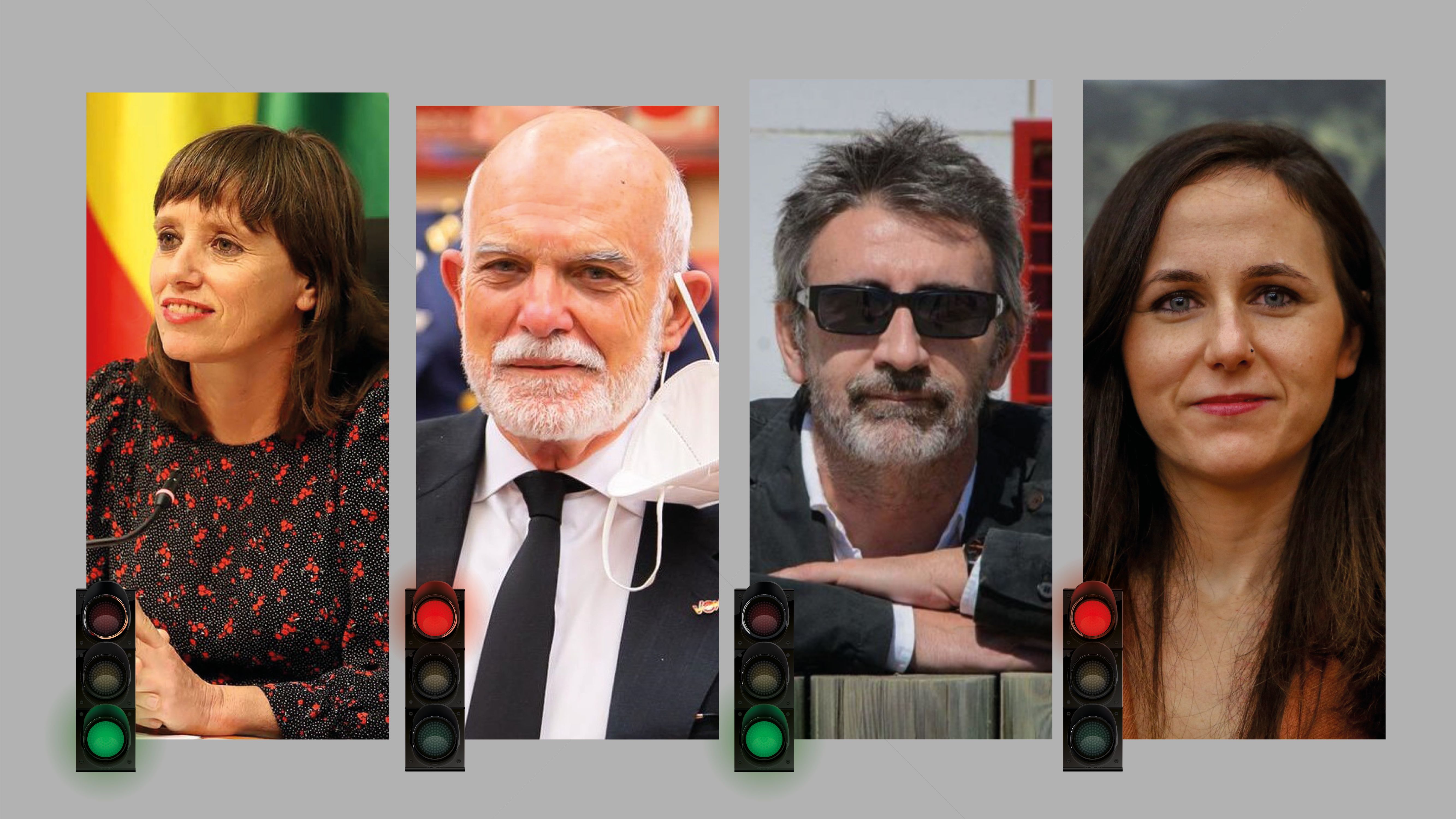 Voces y afonías de la semana en lavozdelsur.es. De izda. a dcha. Álvarez, Rosety, Piniella y Belarra.