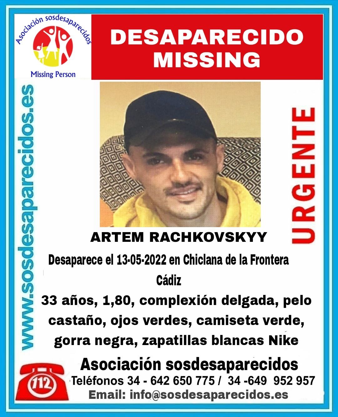 Artem Rachkovskyy, joven desaparecido en Chiclana.