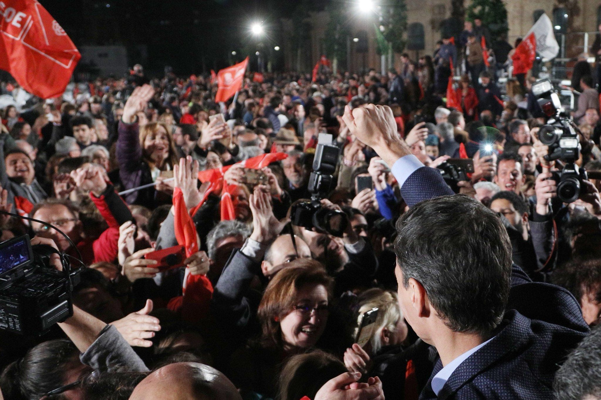 Pedro Sánchez celebra los resultados del 28A. FOTO: PSOE