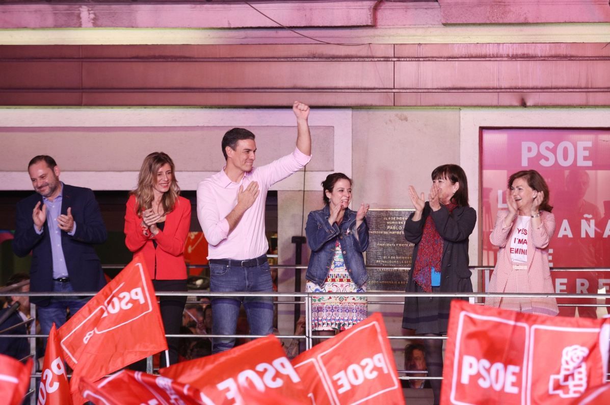 Pedro Sánchez, la noche del 23 de julio de 2023 en la sede socialista de la calle Ferraz.