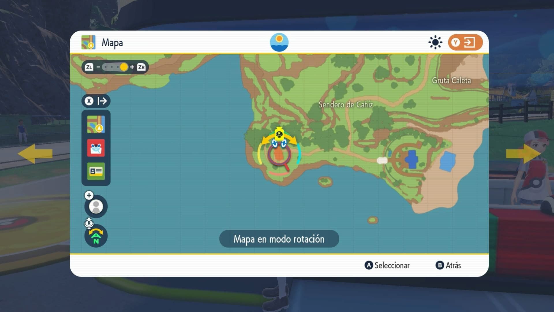 Interfaz del nuevo juego de Pokemon donde aparece Cádiz. 