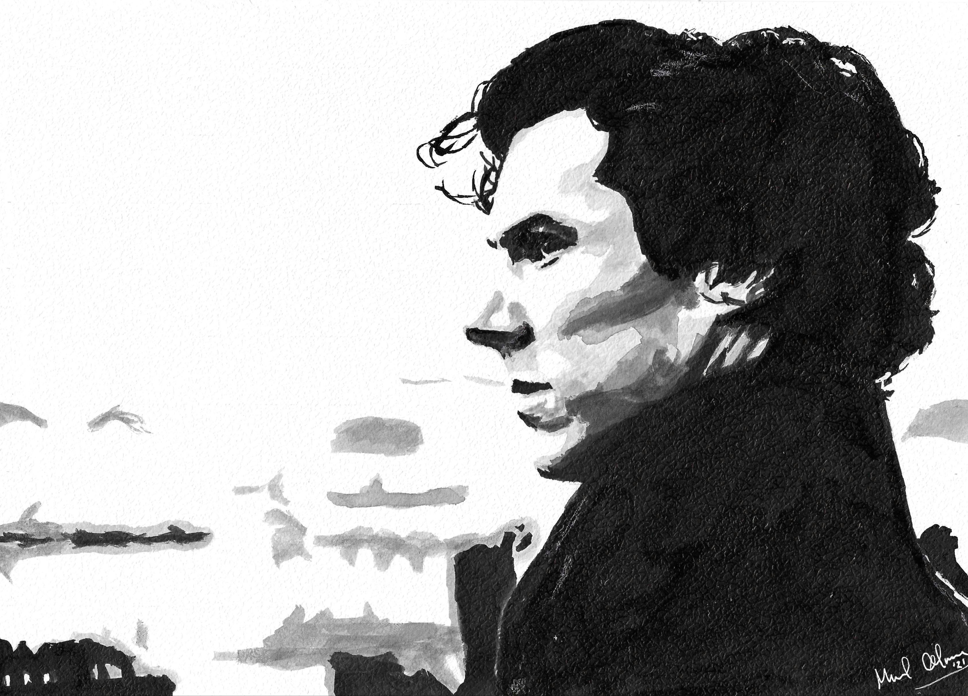 Dibujo Sherlock. Manuel Olivas "El arte de Manuel Olivas, el propietario de Tierra Media, llevará el cine más 'friki' a Sanlúcar"