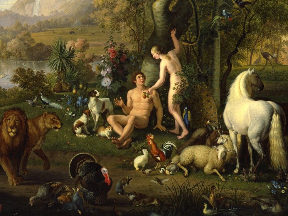 Adán y Eva en el Paraíso Terrenal, de Johann Wenzel Peter.