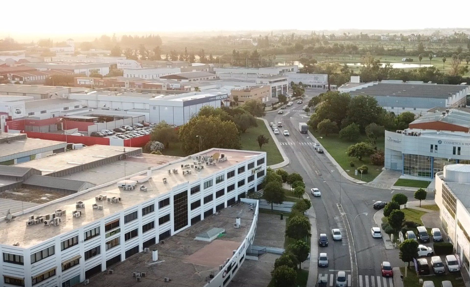 Vista áerea del polígono industrial PISA de Mairena del Aljarafe.