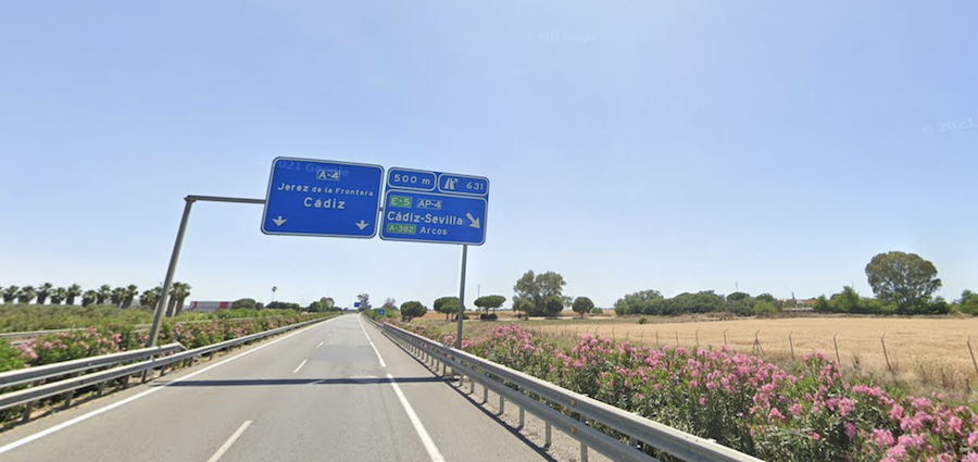 Autovía A-4, donde se produjo el accidente mortal a la altura de Jerez, en una imagen de Google Maps.