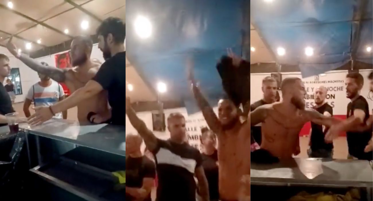 Imágenes del ataque y provocación fascista en una caseta de la Feria de Málaga.