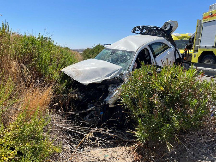 Uno de los coches del accidente múltiple en Jerez.
