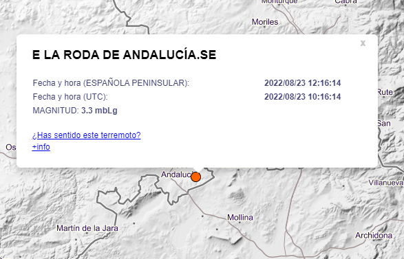 Los datos del terremoto facilitados por la Junta.