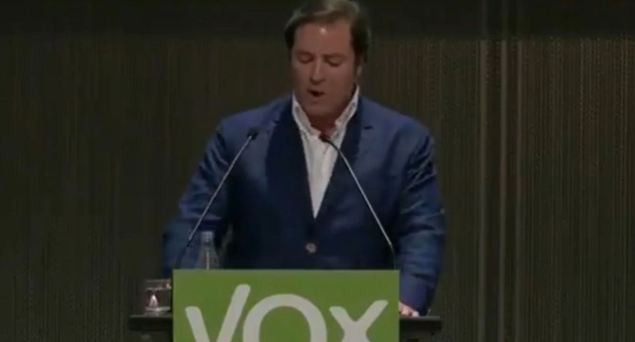 Juan Fernández Baños, candidato al Senado por Vox en las elecciones generales de 2019, durante un mitin.