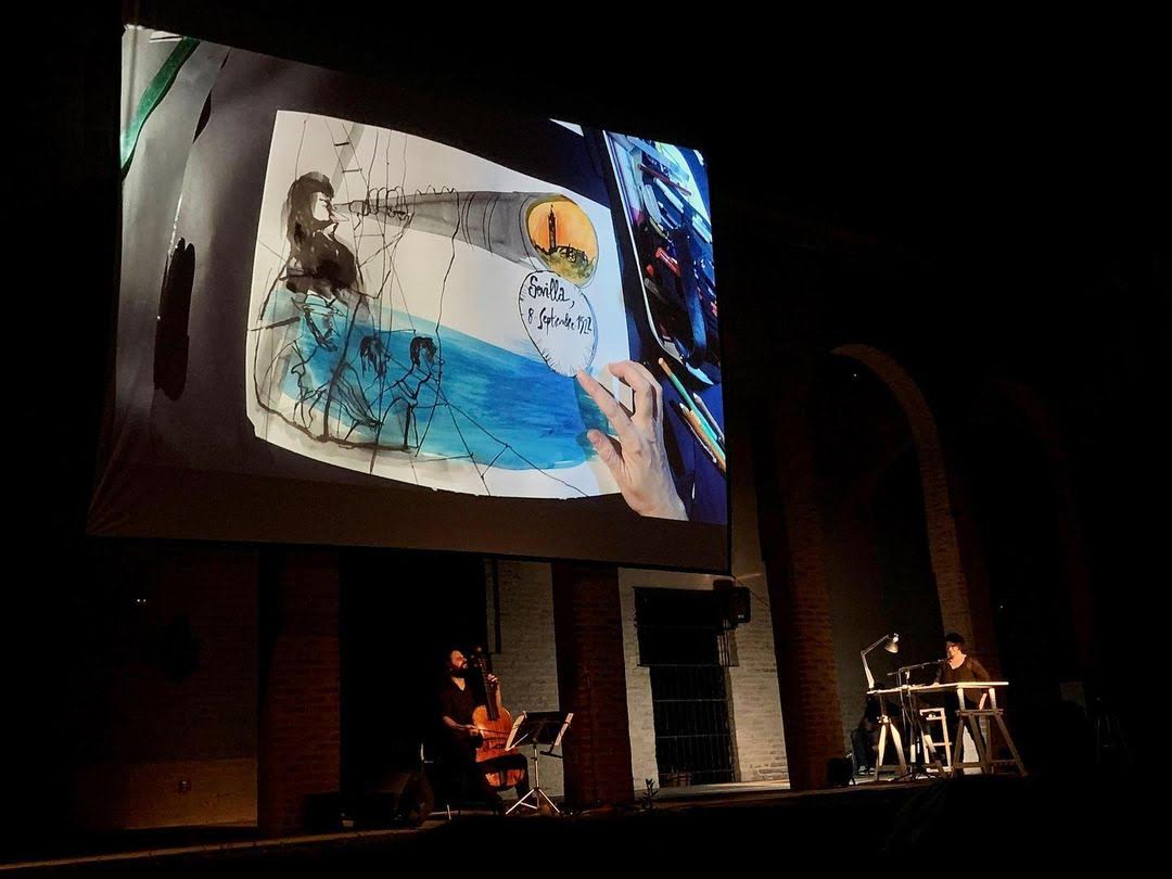 Concierto en viñetas con la música de Artefactum y las ilustraciones. de Inma Otero e Inma Serrano