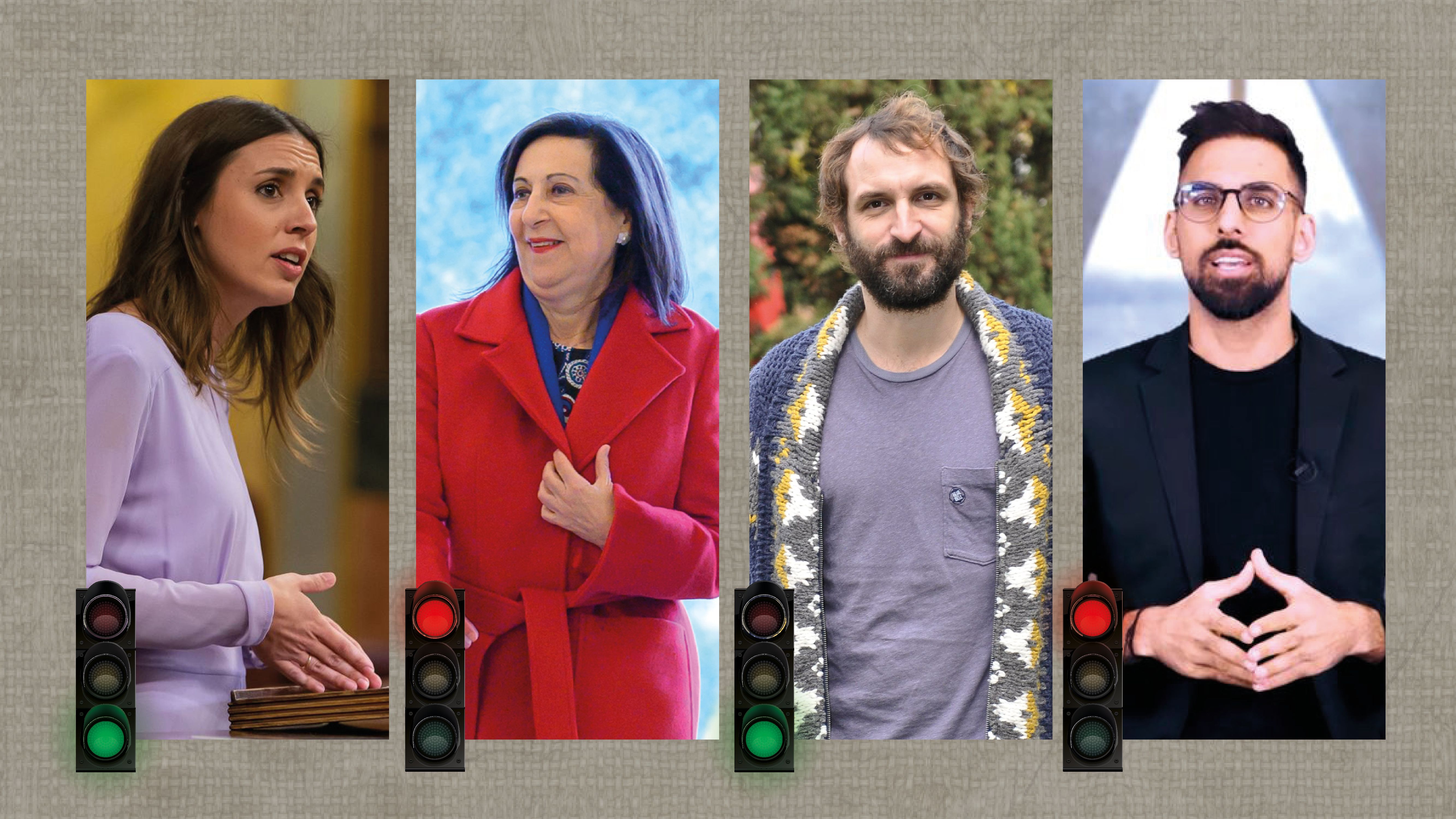 Voces y afonías: Irene Montero, Margarita Robles, Julián Villagrán y Mani Thawani.