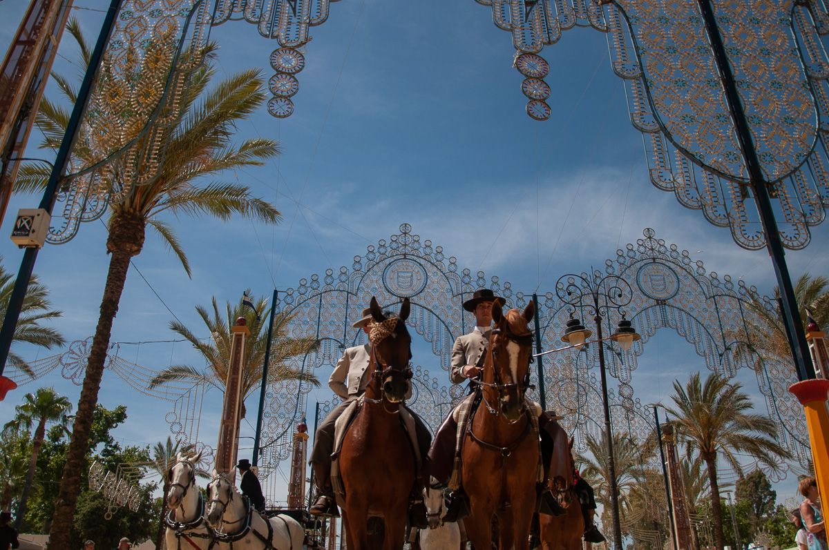 Caballos por el Real de la Feria del Caballo de Jerez de 2019.