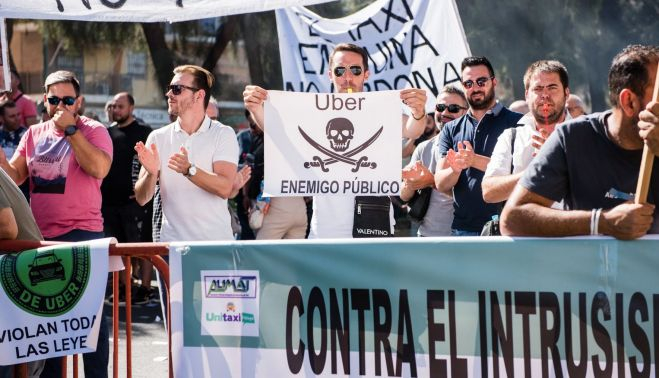 Concentración de taxistas.