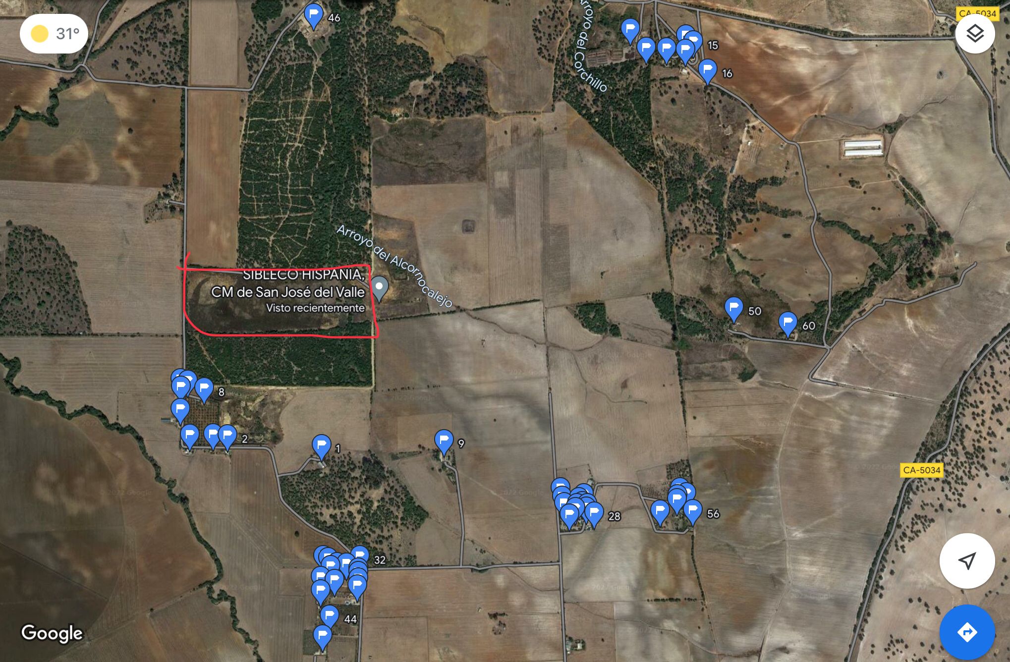 Mapa elaborado por los vecinos con las casas más cercanas a la planta. CEDIDA