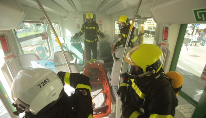 Simulacro del Tranvía que conectará la Bahía de Cádiz.