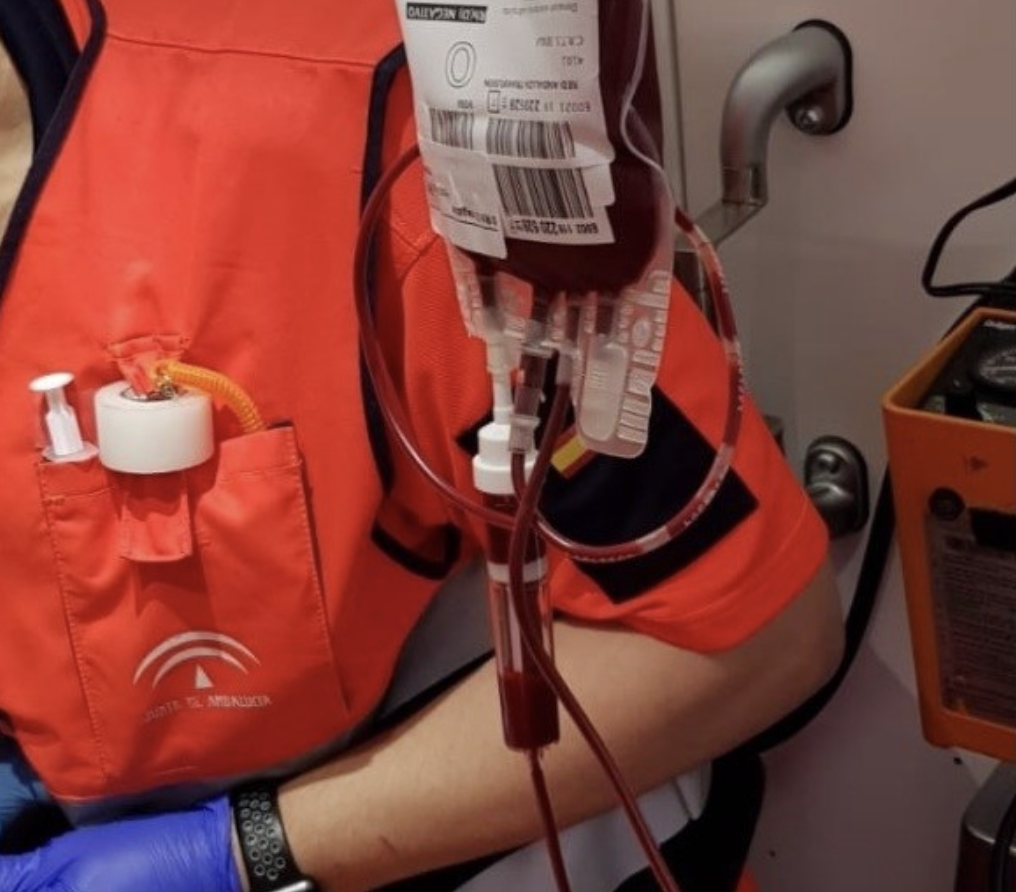 Detalle transfusión de sangre del 061.