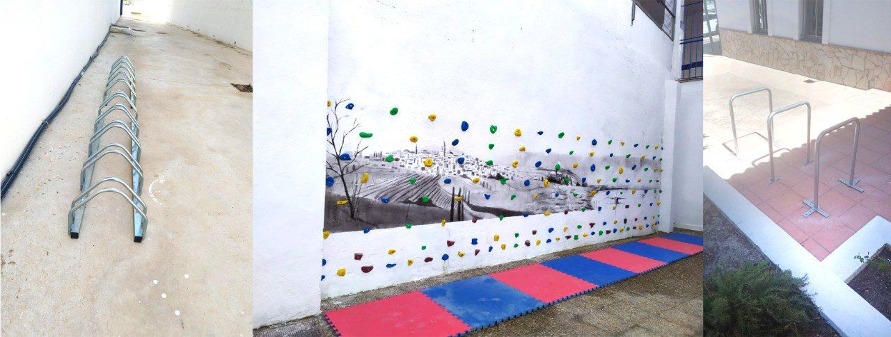 Aparcabicicletas instalados en los centros escolares de Trebujena.