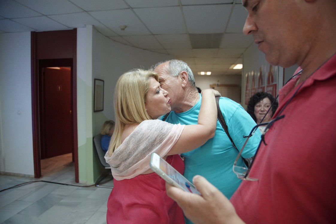 Mamen Sánchez en la sede del PSOE en Jerez, durante el escrutinio de las elecciones del 26M. FOTO: JUAN CARLOS TORO. 