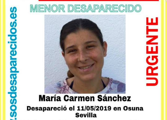María Carmen Sánchez, desaparecida desde el pasado 11 de mayo. 