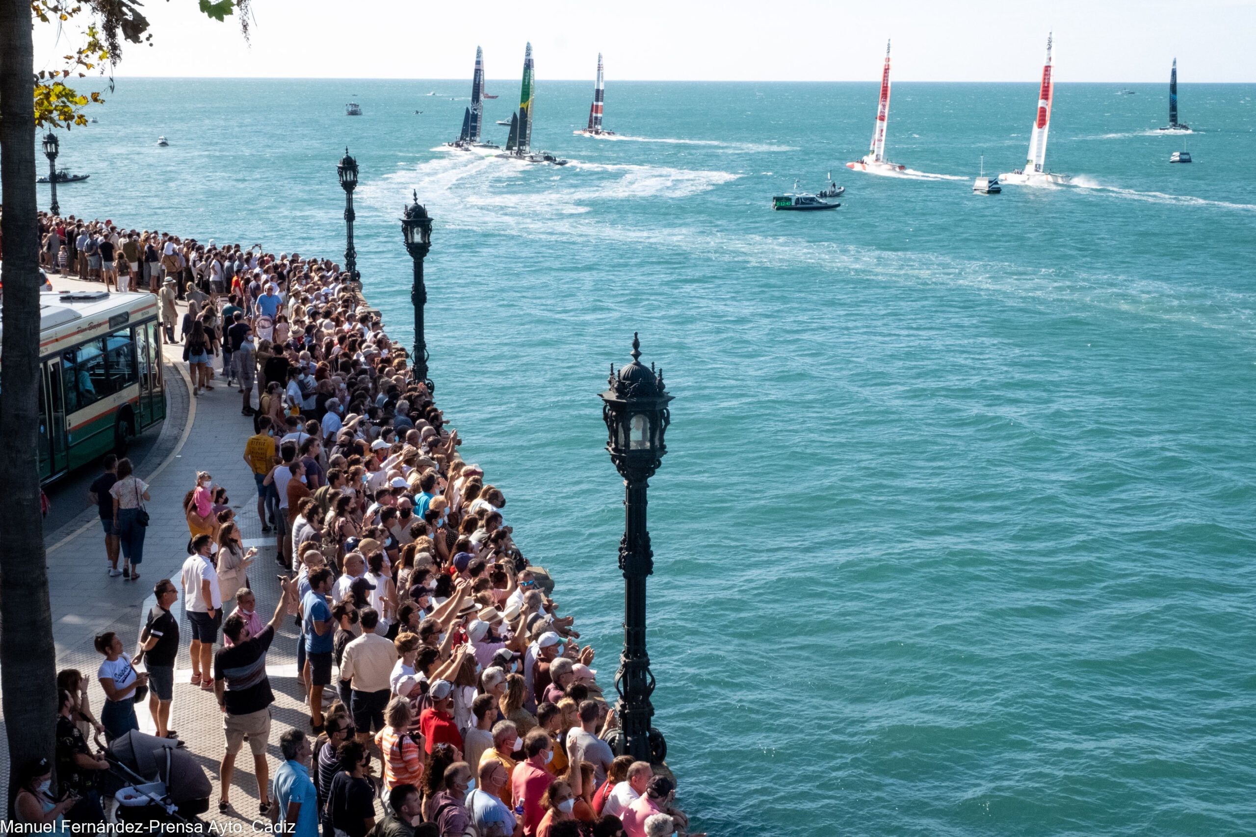 Carrera de SailGP, el pasado año en Cádiz. Carrera de SailGP, el pasado año en Cádiz.