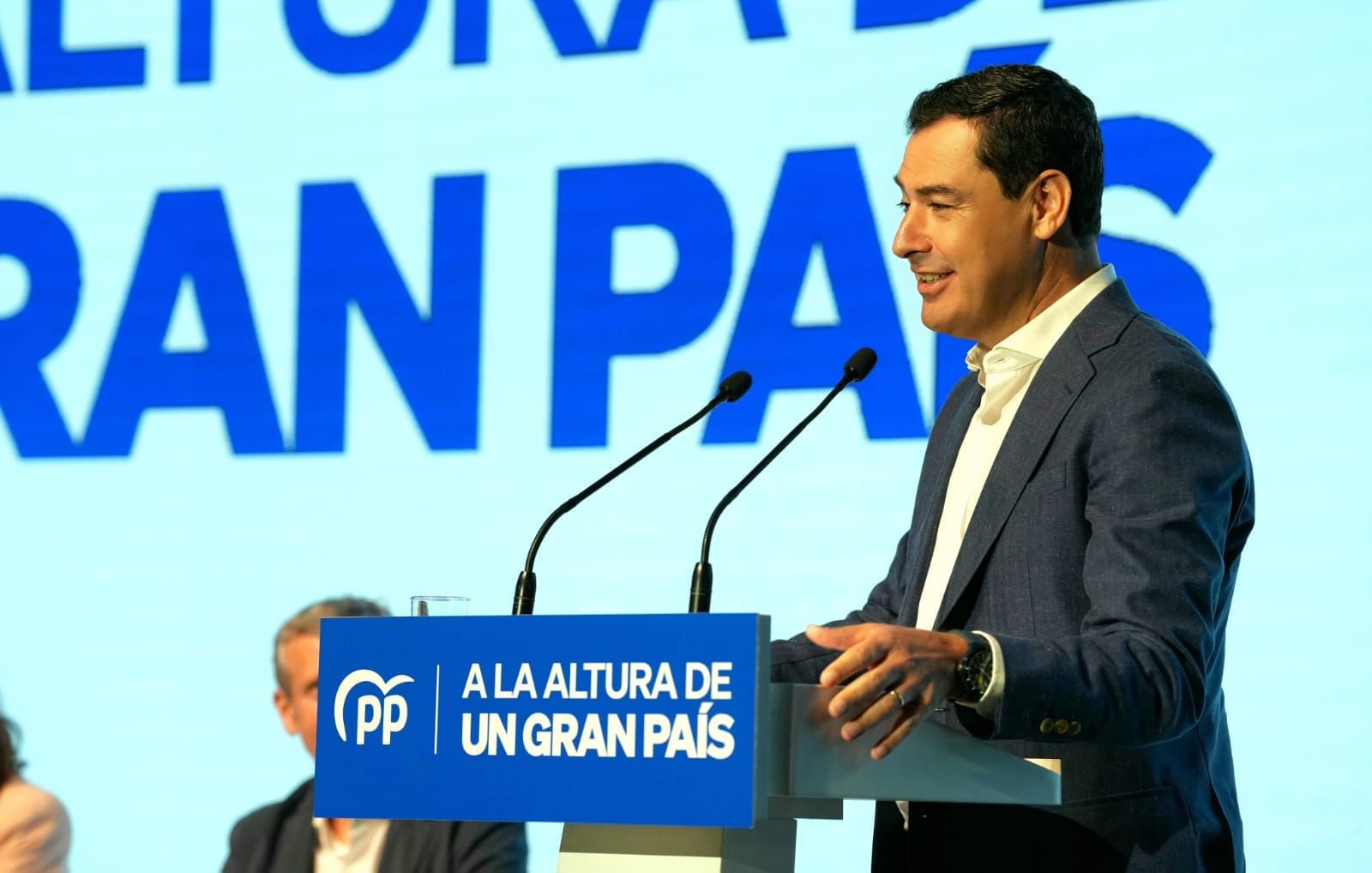 Juanma Moreno, presidente de la Junta, en un acto del PP el pasado fin de semana.