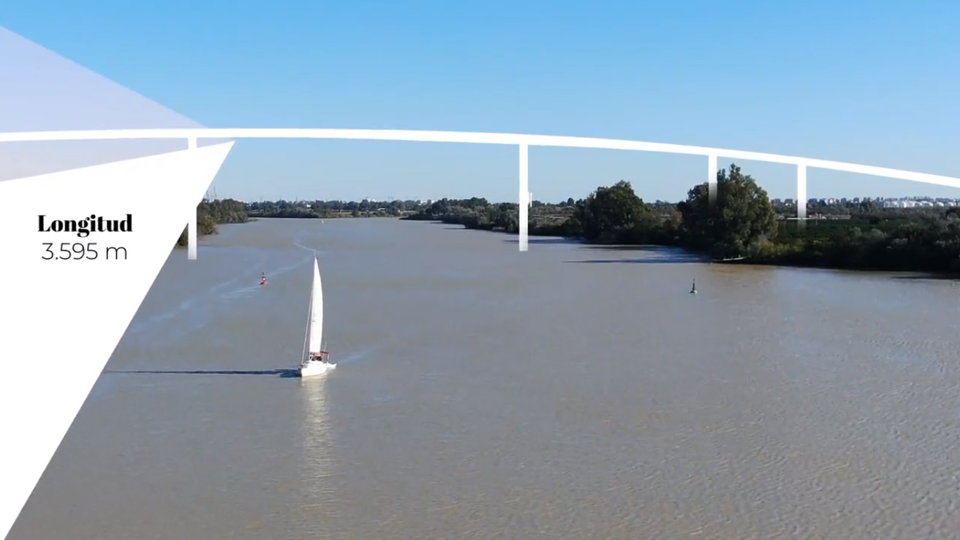 Simulación del viaducto de la SE 40, en Sevilla, entre Coria y Dos Hermanas.