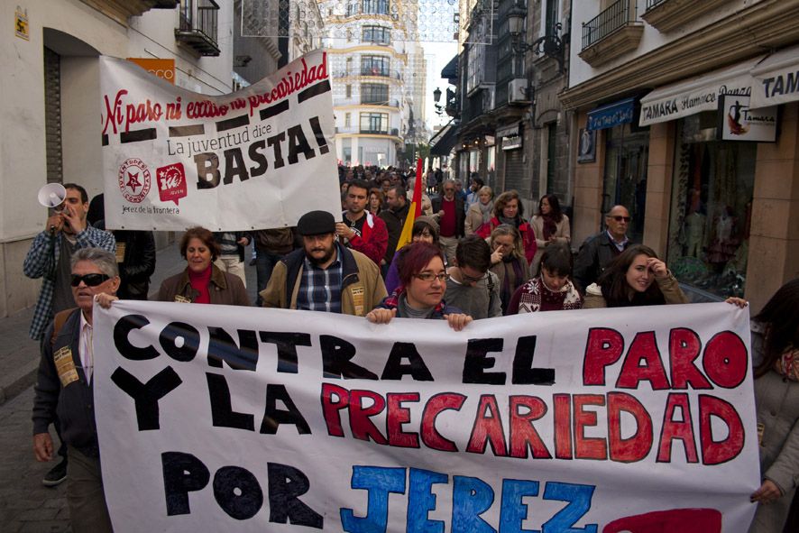 Manifestación por el empleo en Jerez, en diciembre pasado. FOTO: MANU GARCÍA.