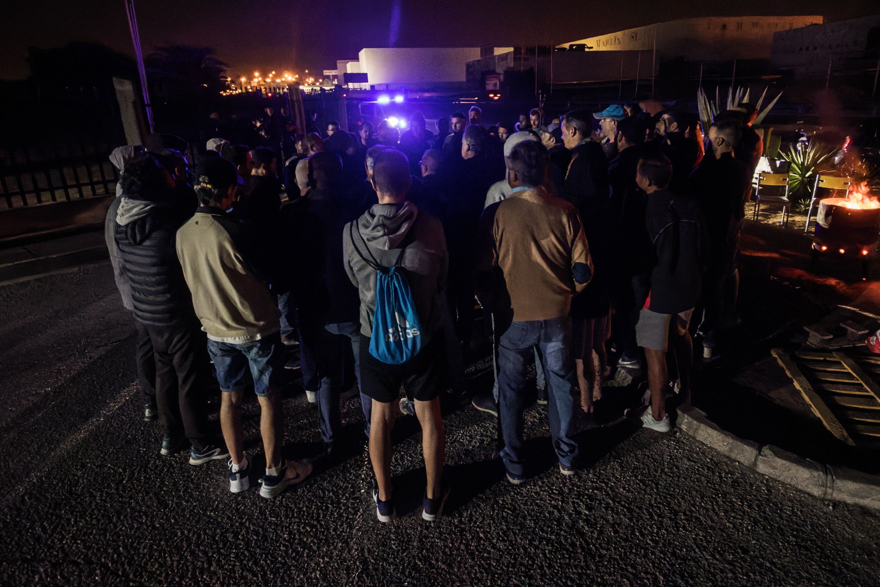 Manifestantes en el conflicto de la vid en el Marco de Jerez, este pasado miércoles, que buscarán este jueves un acuerdo con las bodegas de Sanlúcar.