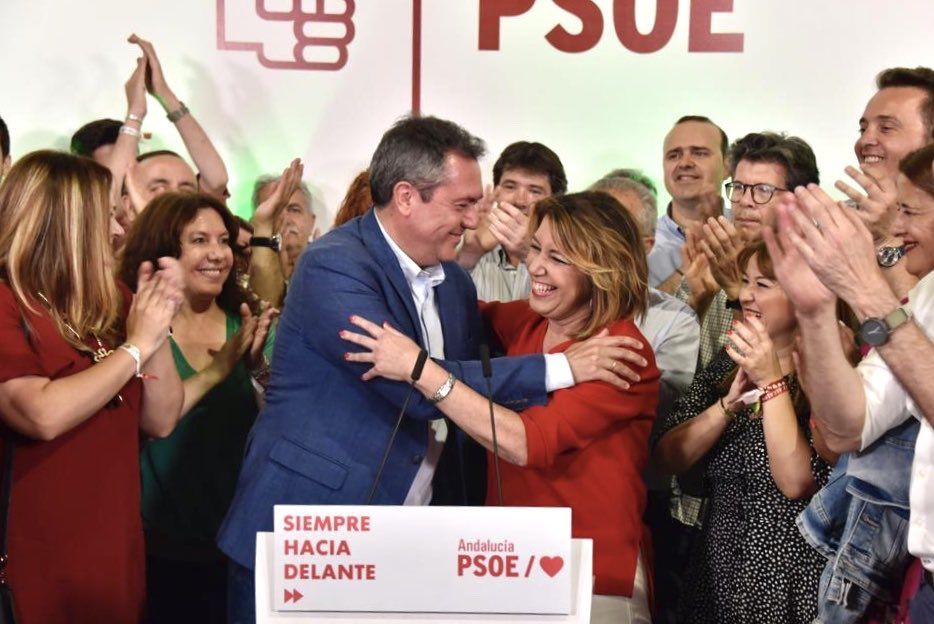 Susana Díaz y el alcalde de Sevilla en funciones, Juan Espadas, en las elecciones municipales. 