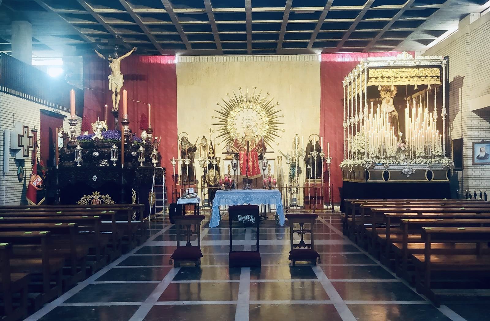 Un palio ‘“exclusivo” para la Virgen de la O. El misterio, palio y altar de insignias, el pasado Martes Santo.