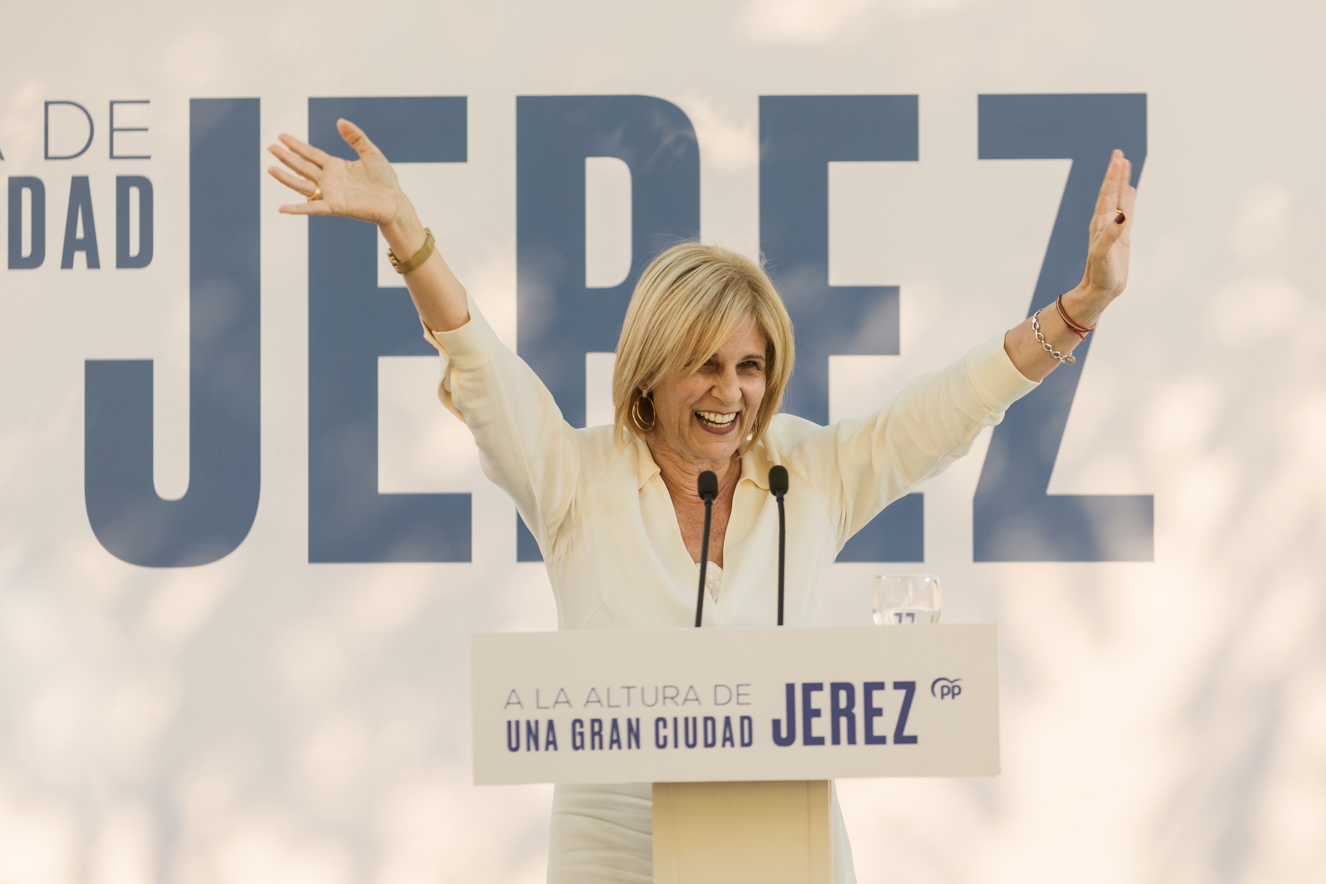 María José García-Pelayo, este pasado viernes, reelegida como presidenta del PP de Jerez, en un acto en el Sherry Park.