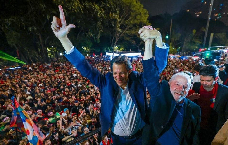Lula da Silva en la noche electoral en Brasil, esta pasada medianoche en España.