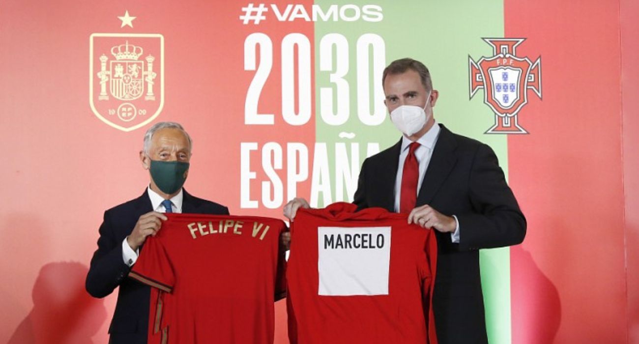 El rey de España, Felipe VI, junto a Marcelo Rebelo, presidente de la República Portuguesa.