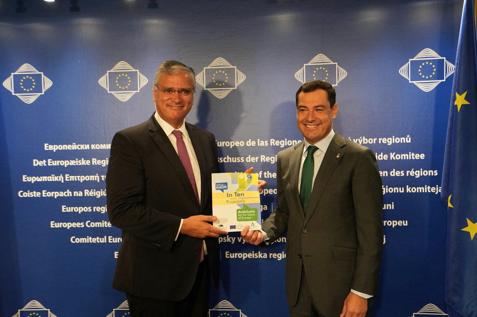 Juanma Moreno en su visita a Bruselas.