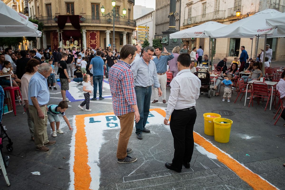 Montajes de alfombras en Lancería por el Corpus el pasado año.