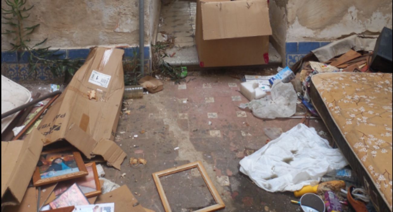 Una imagen de la vivienda que ha sido desocupada en Jerez.