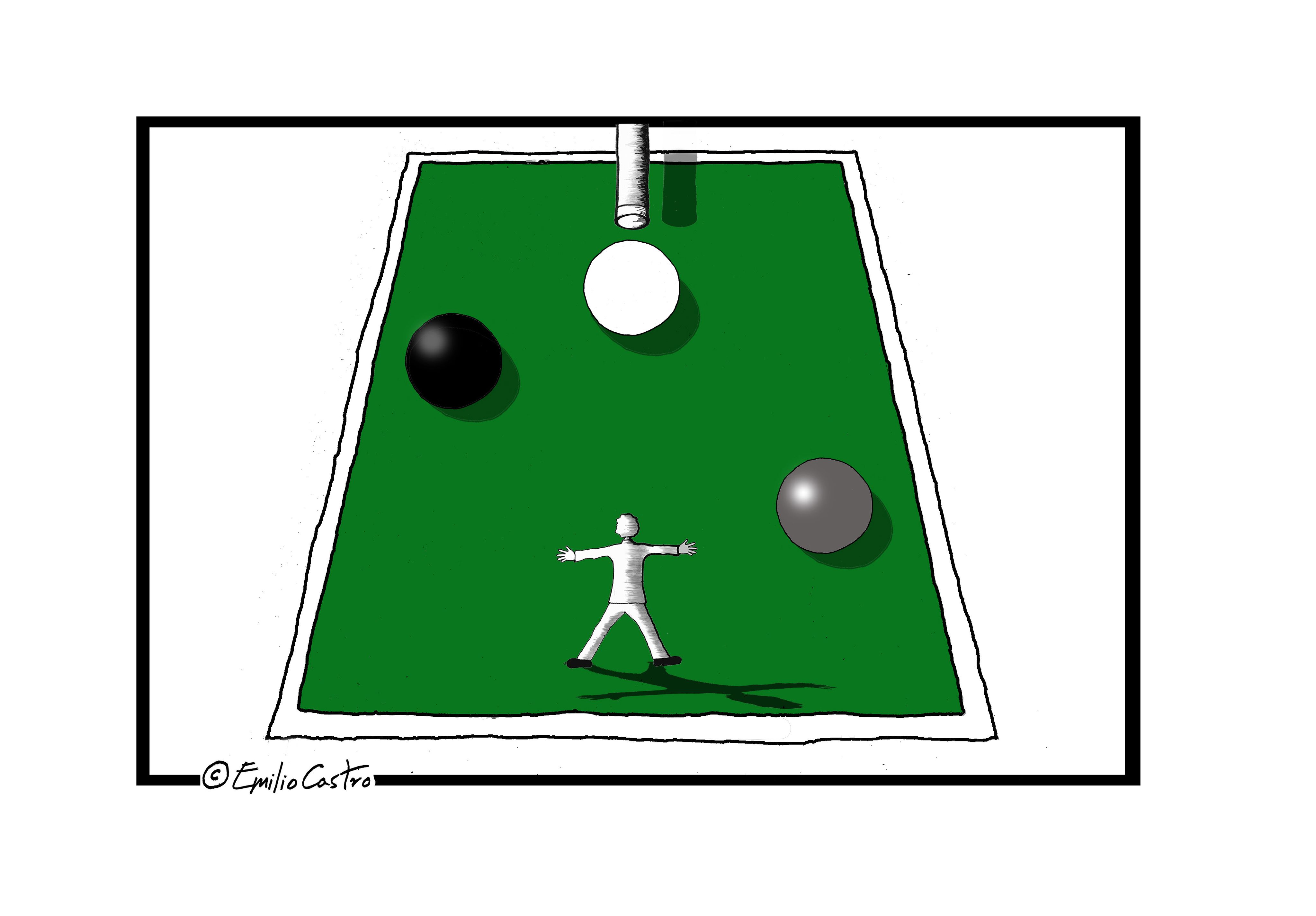 Como en una mesa de billar.