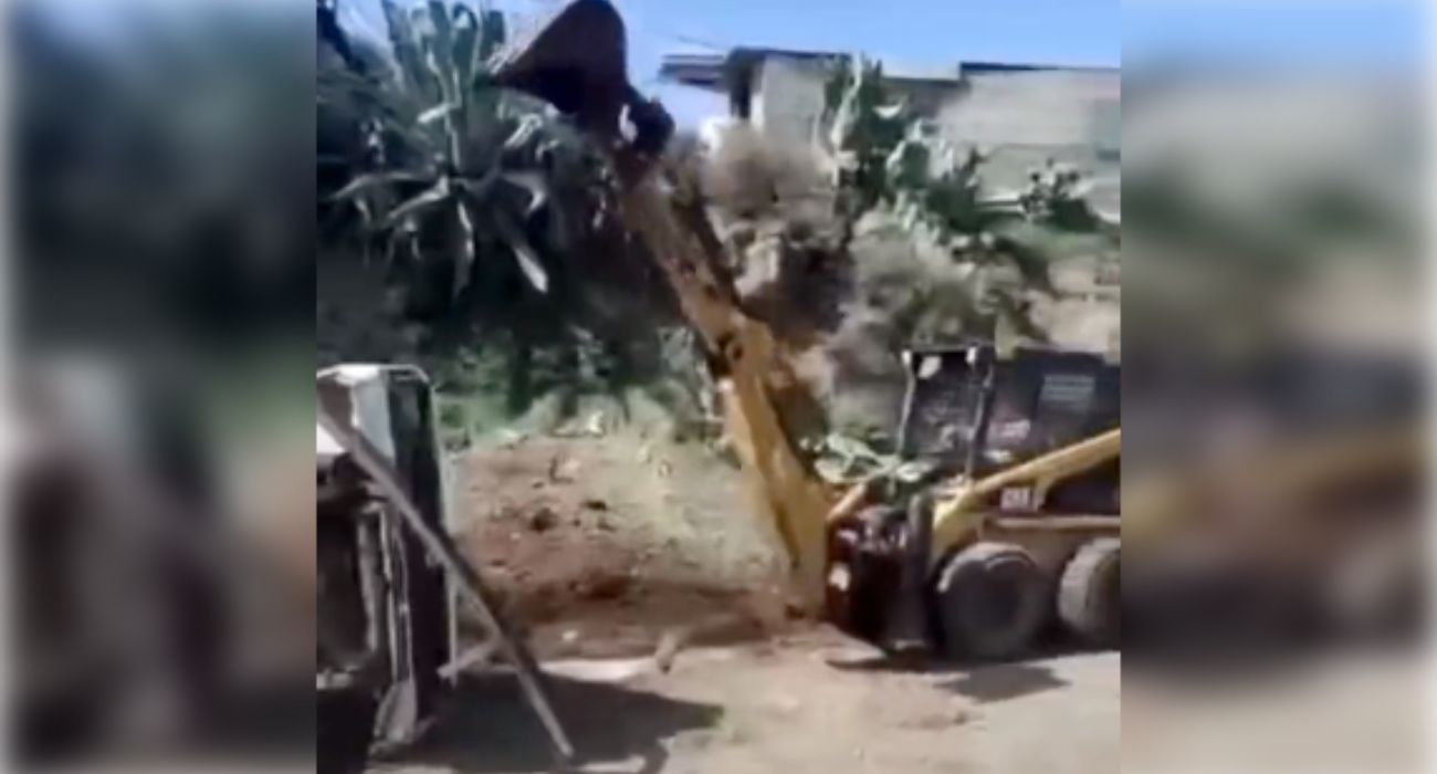 Brutal pelea entre hermanos a golpe de excavadora.