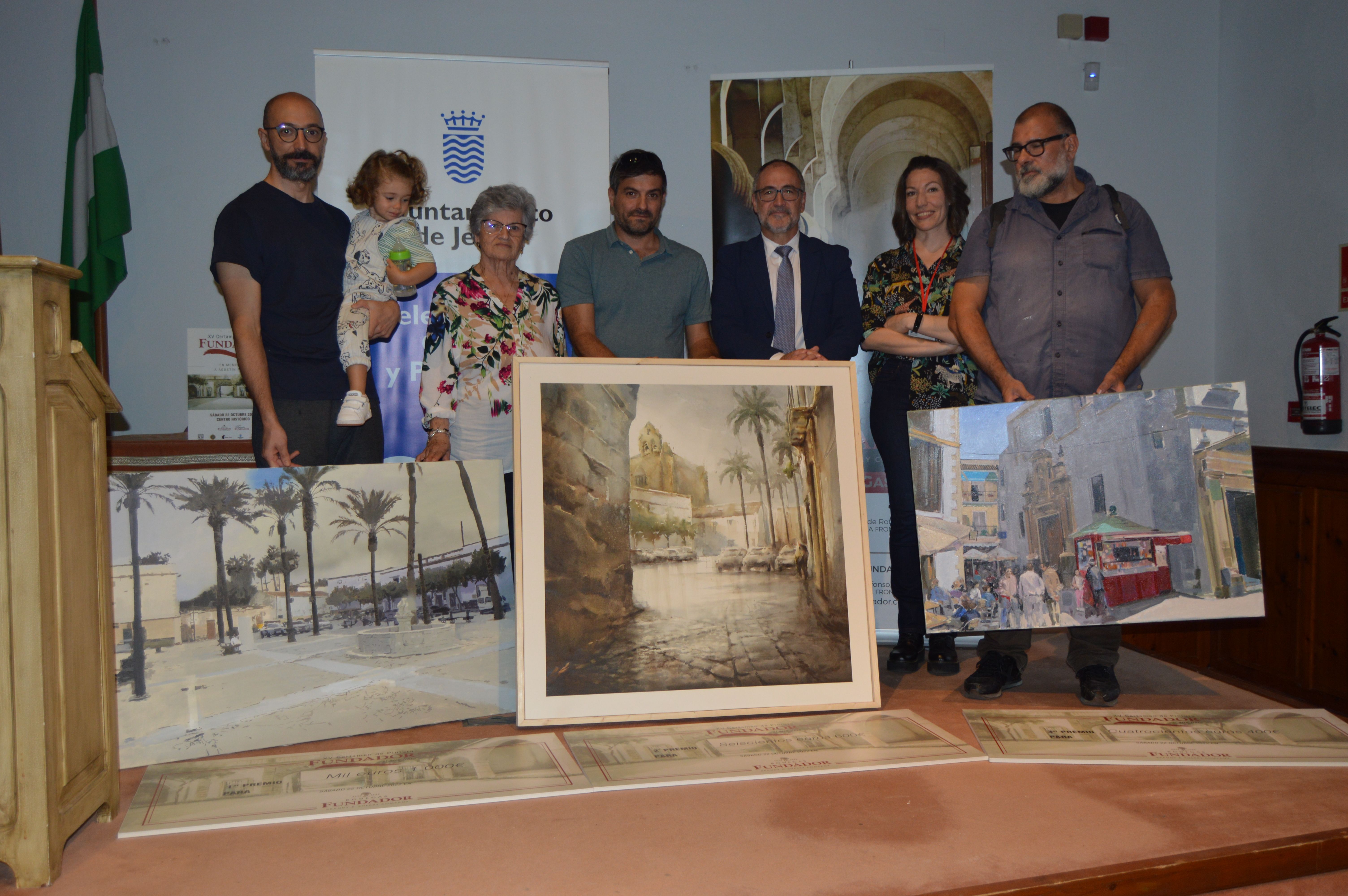 Imagen de los artistas premiados en el XV certamen de pintura al aire libre celebrado en Jerez.