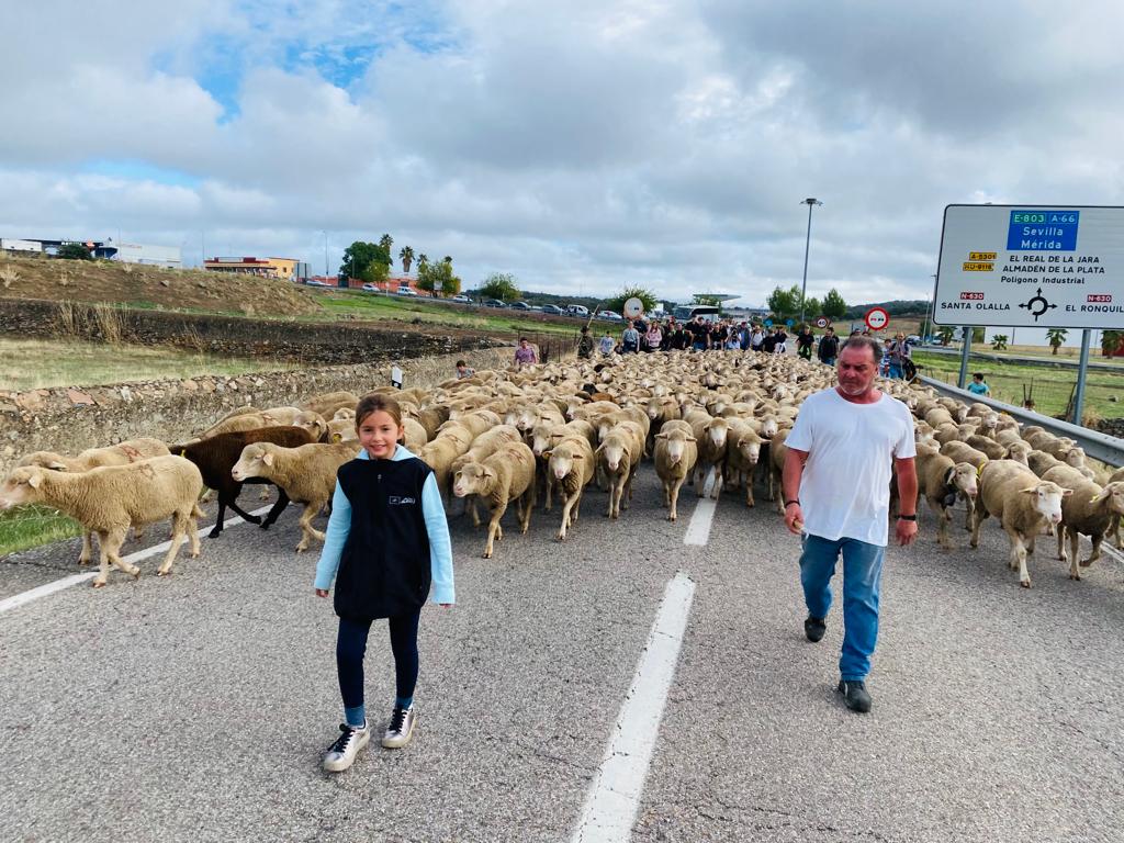 Imagen de la marcha reivindicativa en favor de la trashumancia y la ganadería extensiva en Huelva.