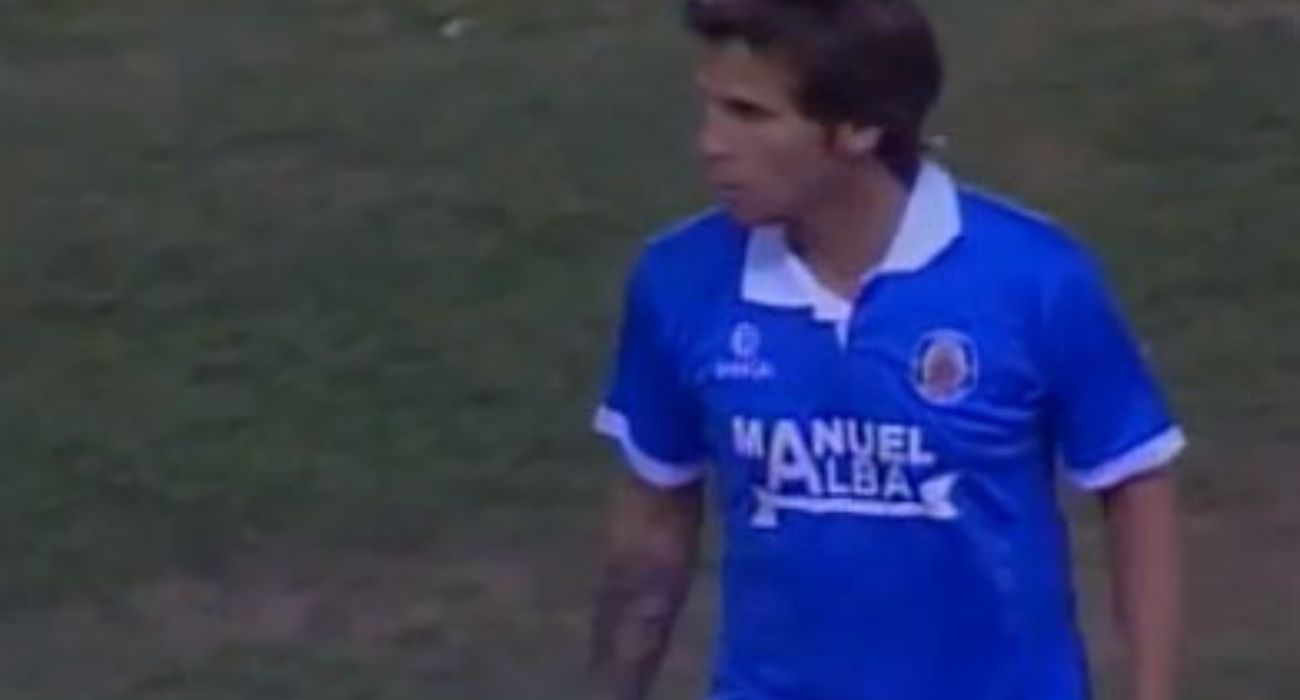 Jesús Mendoza, en un partido con la camiseta del Xerez DFC.