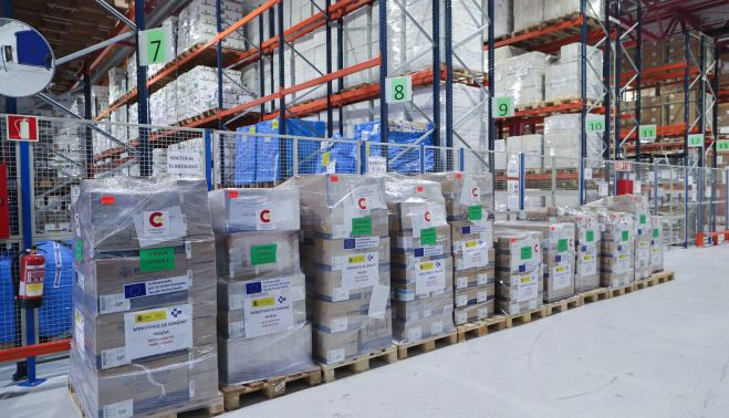 Almacén del Centro Militar de Farmacia en la Base de San Pedro. Foto: Iñaki Gómez/MDE