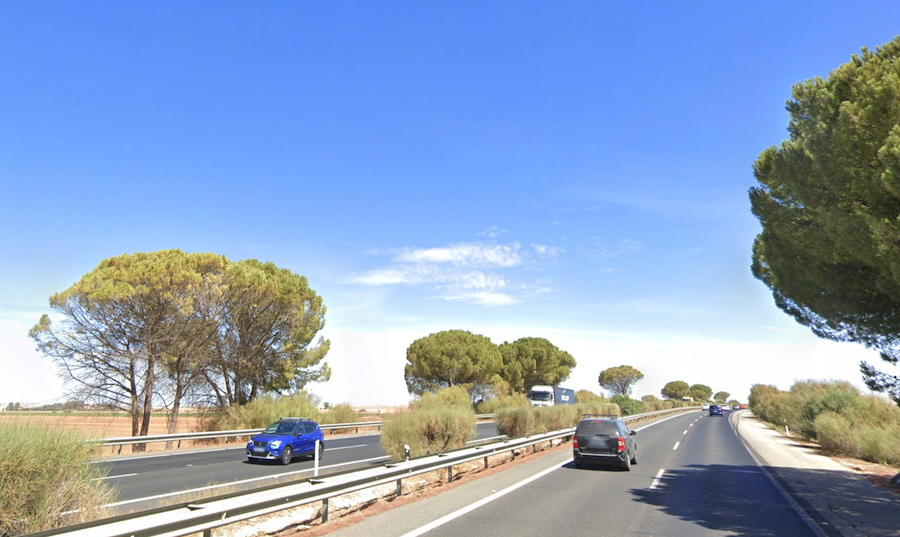 La autopista AP-4 entre Sevilla y Cádiz, en una imagen de Google Maps.