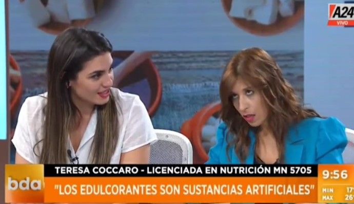 La nutricionista Teresa Coccaro se desmaya en televisión.